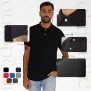 Polo Elastano Minimalista Lisa Preto #CP486 - Imagem 2