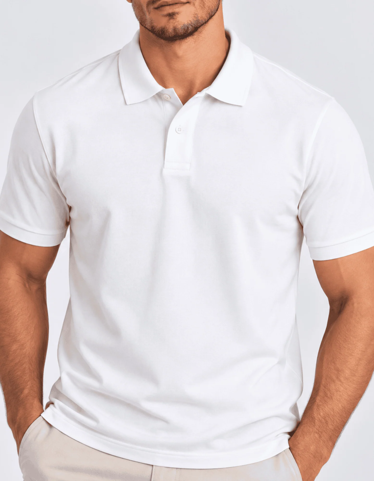 00102.webp Polo Elastic Minimal Branco #CP487 - Imagem 1