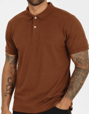 Polo Elastano Minimalista Lisa Marrom #CP484