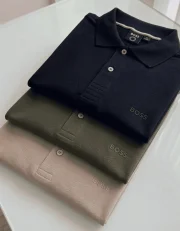 Kit 3 Polos Elastano H U G O Masculina Cores Mais Vendida