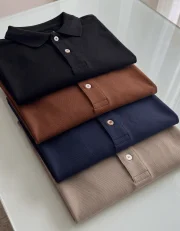 Kit 4 Polos Elastano Minimalistas Lisas Premium Masculina