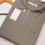 Polo Elastano LAC Zíper Bege #CP479