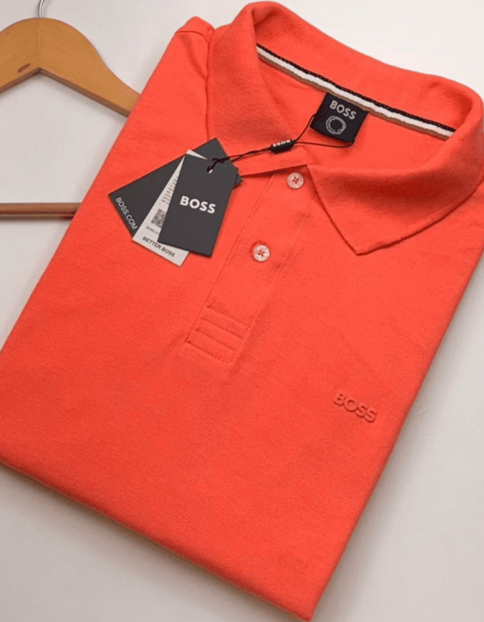 00188.webp Polo Elastano H U G Relevo Off Salmão #CP475 - Imagem 1