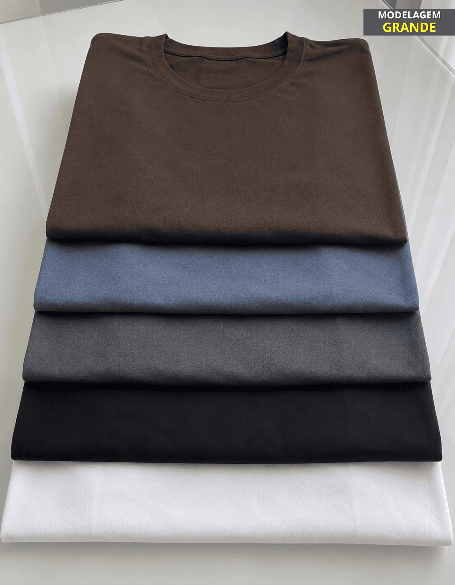 00229.webp Kit 5 Camisetas Lisas Modelagem Grande Masculina - Imagem 1